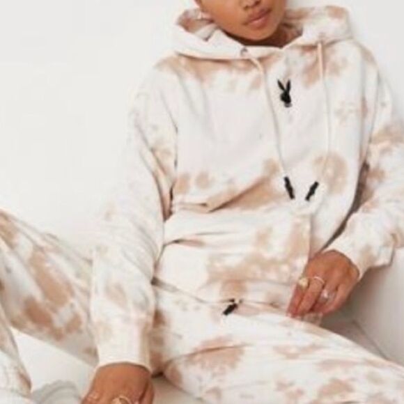 Playboy x Missguided pullover hoodie tie dye tan - Picture 1 of 10